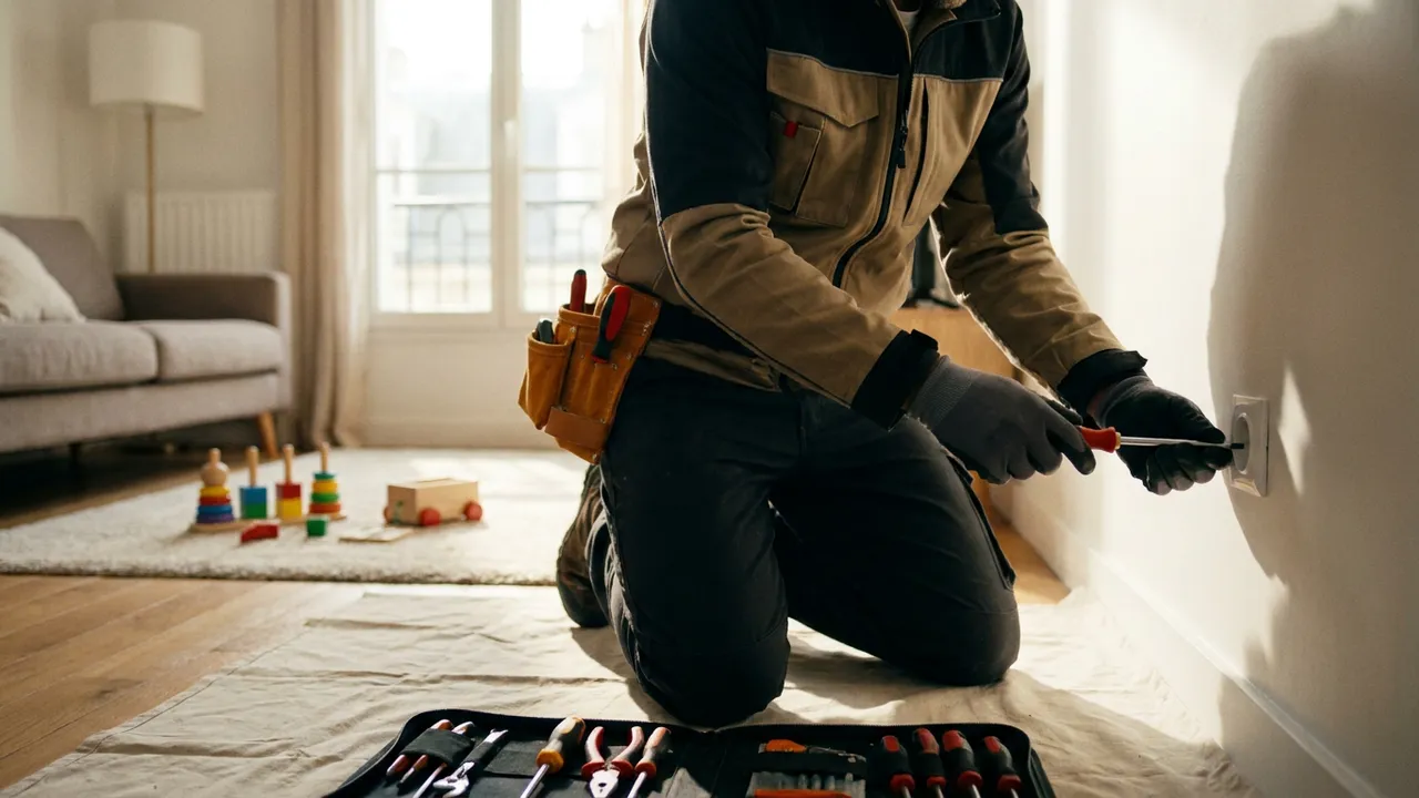 Contrôle de l'interrupteur différentiel 30 mA sur le tableau électrique d'un logement de Chaville
